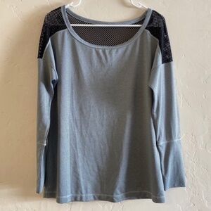 Zella Gray and Black Mesh Back Athletic Top Medium